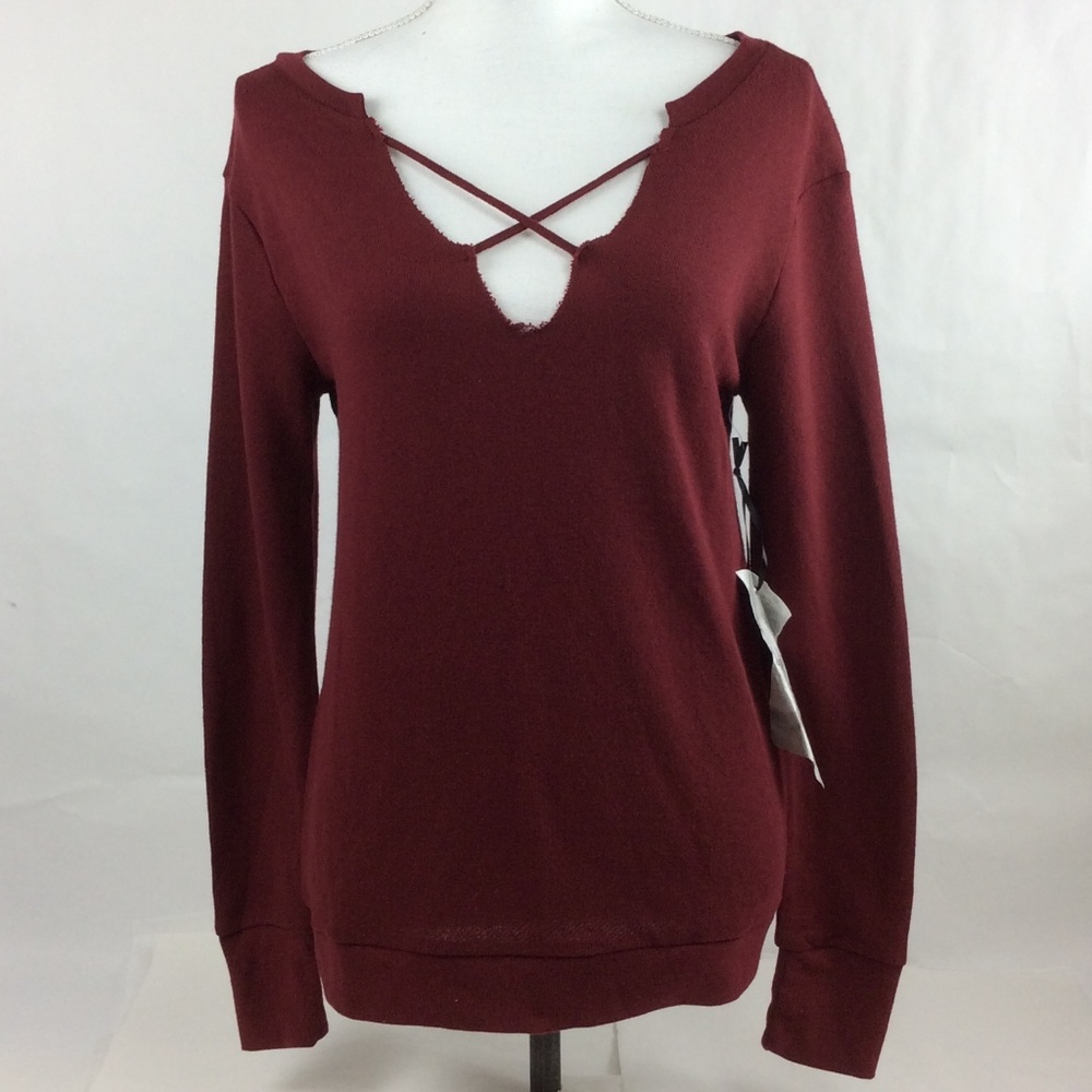 Almost Famous Juniors Strappy- Front Sweatshirt